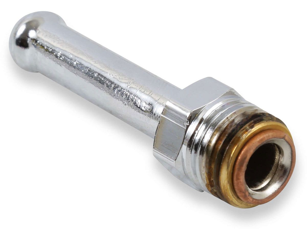 HOLLEY 3/8" hose to 5/8"-18 inverted Holley Chrome Universal Straight Fuel Line Fitting HO34-21 SR