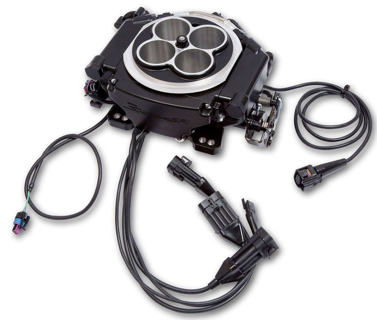 HOLLEY 800 cfm 4 Injector Throttle Body, 650 HP Forced Induction Holley Sniper EFI 4BBL Self Tuning System - Black Finish HO550-519 SR