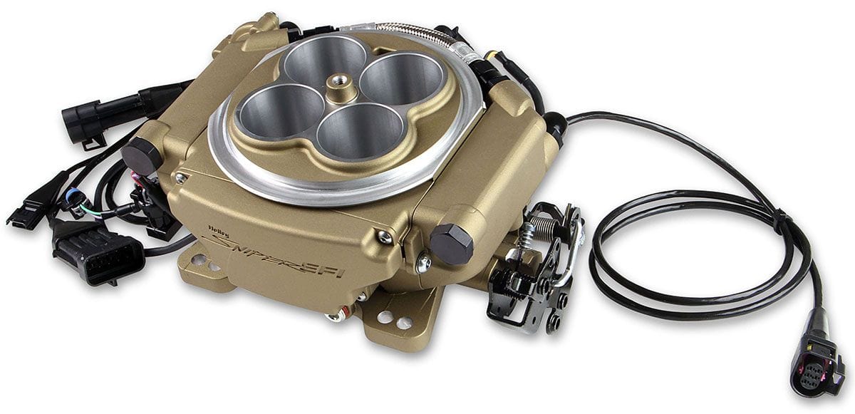 HOLLEY 800 cfm 4 Injector Throttle Body, 650 HP N/A Holley Sniper EFI 4BBL Self Tuning Master Kit - Classic Gold Finish HO550-516K SR