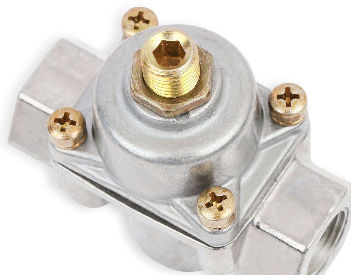 HOLLEY Adjustable From 4.5 Psi To 9 Psi, Suit Carburettor Application Only Holley Holley Blue 2-Port Bypass Style Regulator HO12-803BP SR