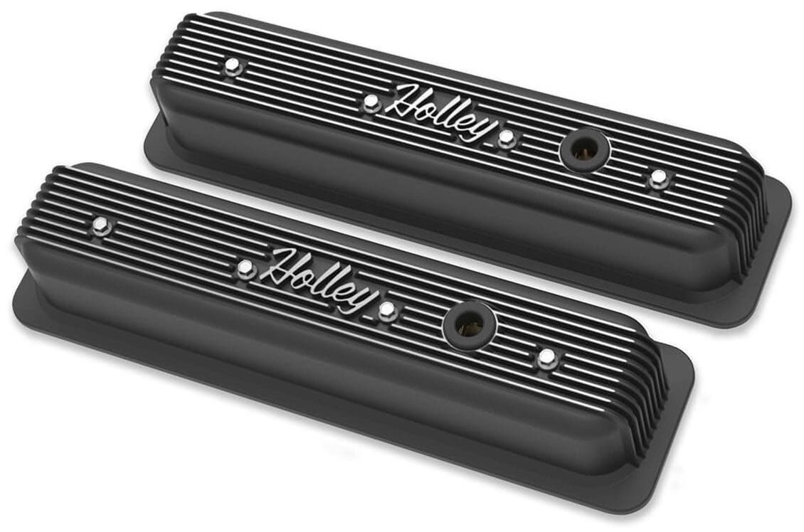 HOLLEY Black Center Bolt Suit SB Chev Holley Vintage Series Fined Valve Covers HO241-247 SR