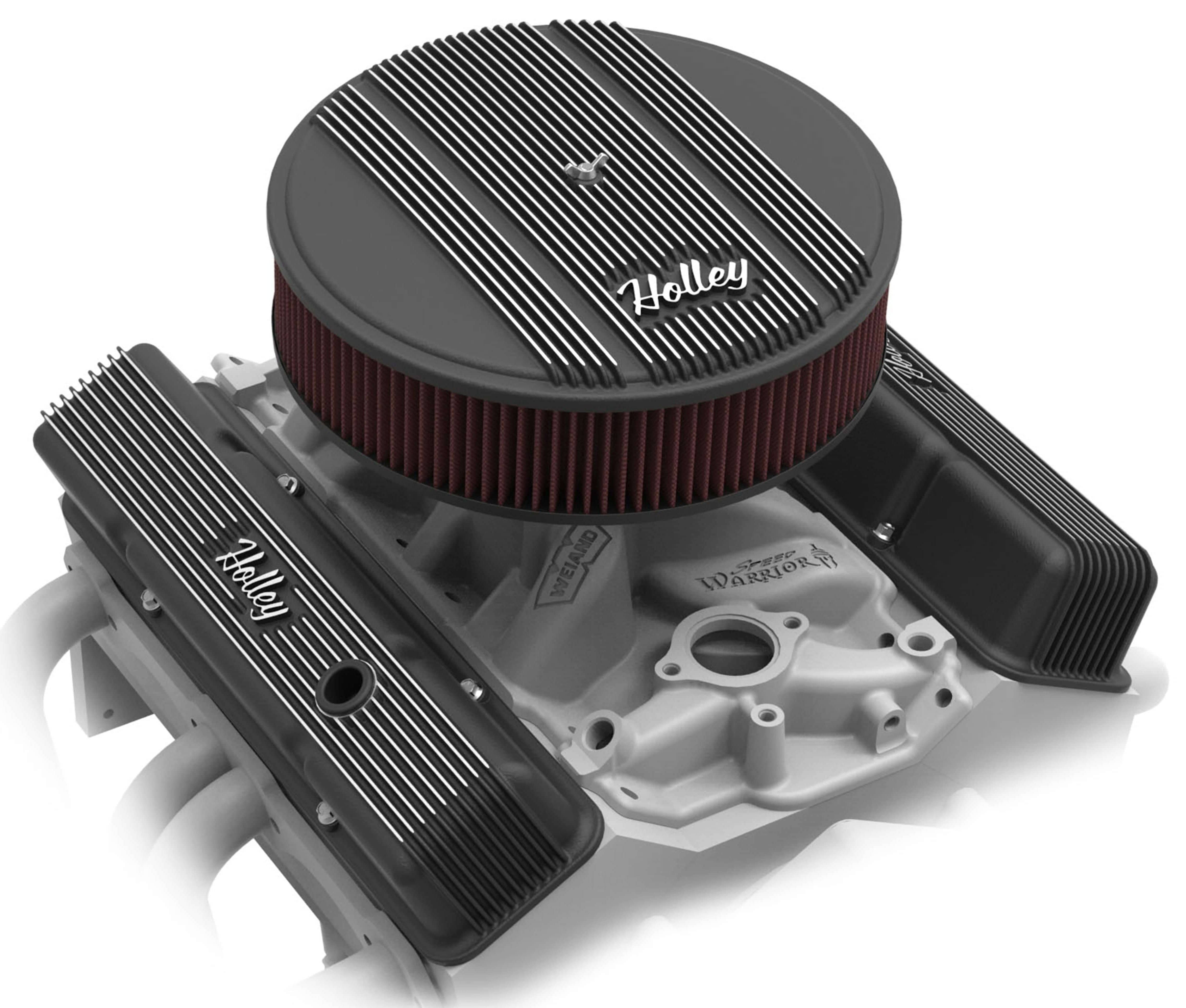 HOLLEY Black Suit SB Chev Holley Vintage Series Fined Valve Covers HO241-242 SR