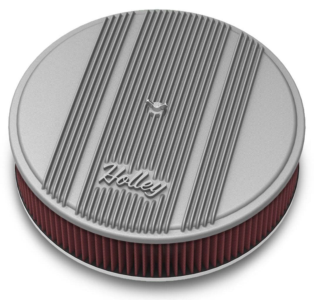HOLLEY Natural 14" x 3", 5-1/8" Neck With Drop Base Holley Vintage Series Finned Aluminium Air Cleaner HO120-160 SR