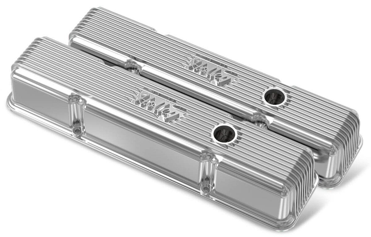 HOLLEY Polished Suit SB Chev Holley Vintage Series Fined Valve Covers HO241-241 SR