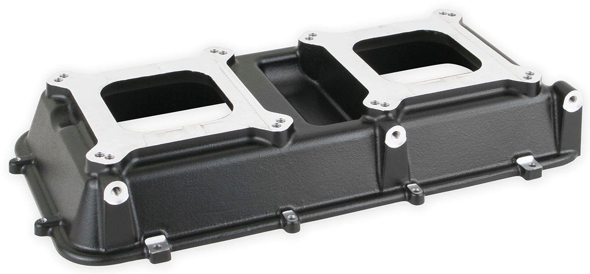 HOLLEY Suit Dual 4150 & 4500 Carburettor Mounting Holley Hi-Ram Intake Plenum Top Only - Black HO300-207BK SR