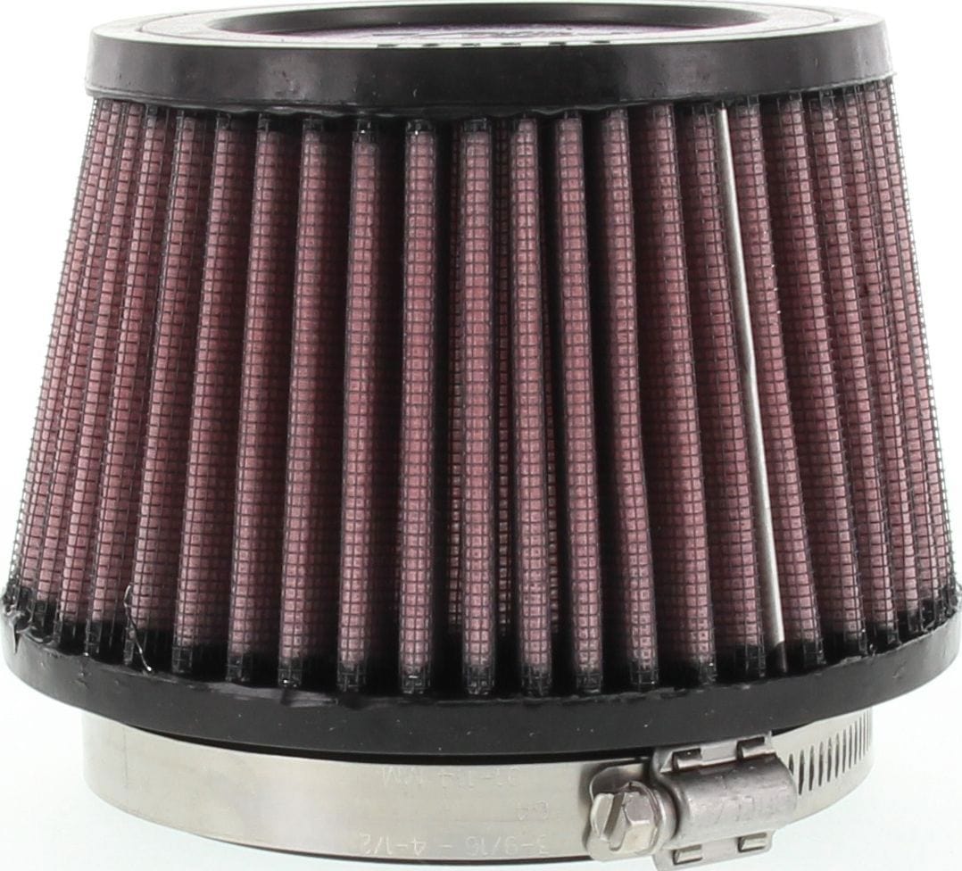 K&N 3.5 in (89 mm) H x 5.375 in (137 mm) Base OD x 4.375 in (111 mm) Top OD - KNRU-2510 K&N K&N Universal Clamp On Filter Fits 4 in (102 mm) KNRU-2510 SR