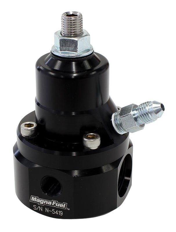 MAGNAFUEL x2 -8AN , x1 -6AN Return, 700 HP, 35-85 Psi MagnaFuel Magnafuel Two-Port EFI Regulator w/ 1:1 Boost Reference, Black WIMP9925-B-BLK SR