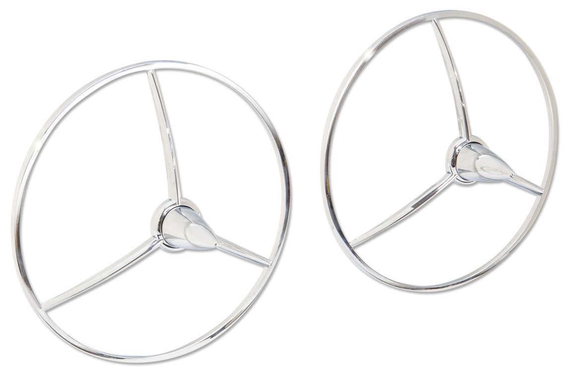 Mooneyes 5.5" O.D, Tri-Bar Mooneyes Chrome Missile Headlight Covers MNAA137 SR