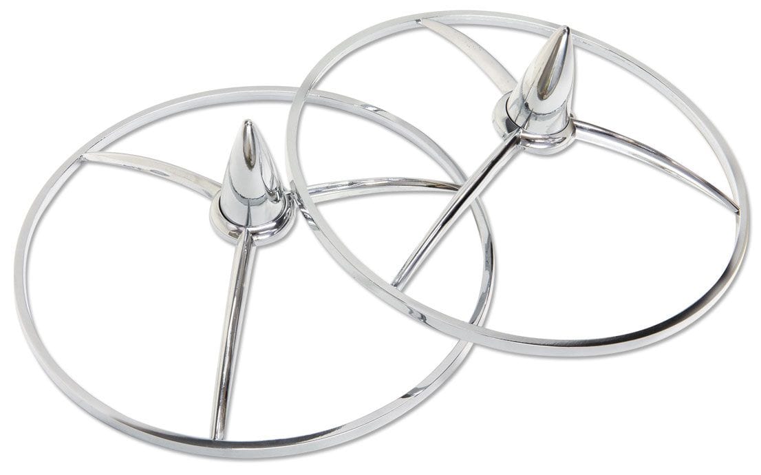 MOONEYES 7" O.D, Tri-Bar Mooneyes Chrome Missile Headlight Covers MNAA137L SR