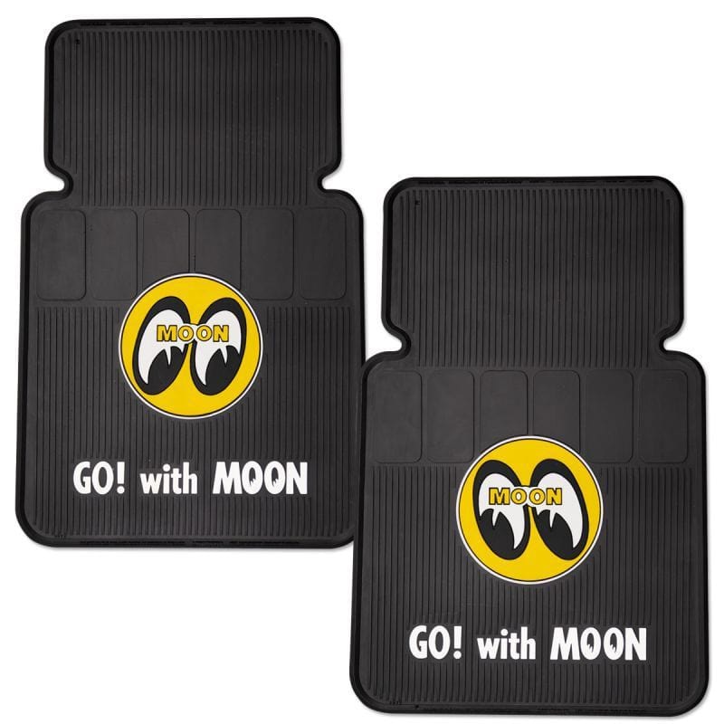 MOONEYES Black With Moon Logo Mooneyes Rubber Floor Mats MNMP025BK SR