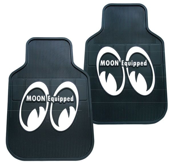 MOONEYES Black With White Moon Equipped Logo Mooneyes Rubber Floor Mats MNMP080BK SR