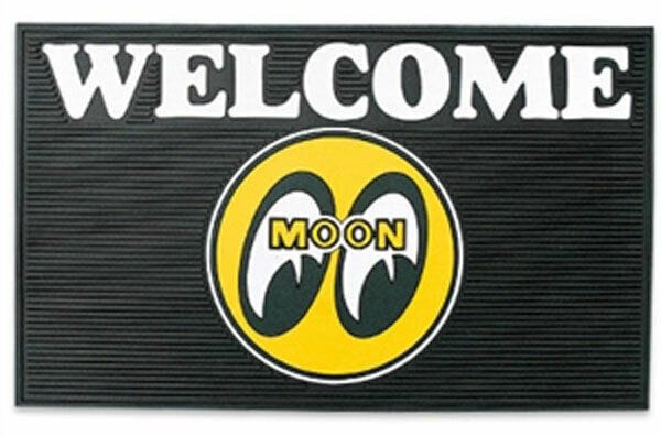 Mooneyes Black With Yellow Moon Logo Mooneyes Welcome Rubber Floor Mat MNMP079BK SR