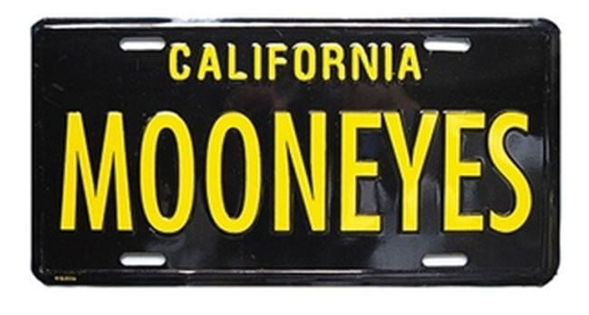 MOONEYES Black With Yellow MOONEYES Name Mooneyes Metal License Plate MNMG081BK SR