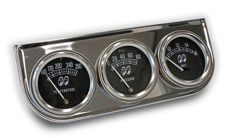 Mooneyes Chrome Triple Gauge Set MNMPG5030