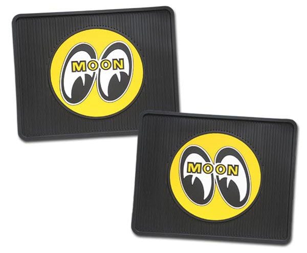 MOONEYES Rear Black Mats With Yellow Moon Logo Mooneyes Rubber Floor Mats MNMP081BK SR