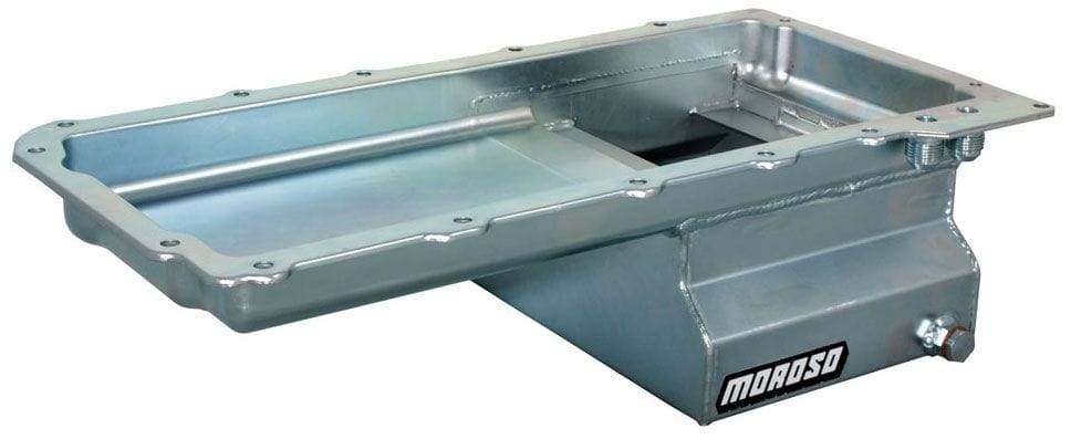 MOROSO Clear Zinc Finish suits GM LS Series Moroso Steel Wet Sump Oil Pan, 6" Deep, Baffled MO20140 SR