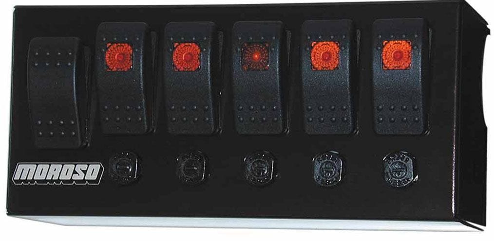 MOROSO Includes Momentary Starter Switch With 5 Accessory Switches With 20 A Moroso Cage Mount Switch Panel, 3.750" x 8" MO74190 SR