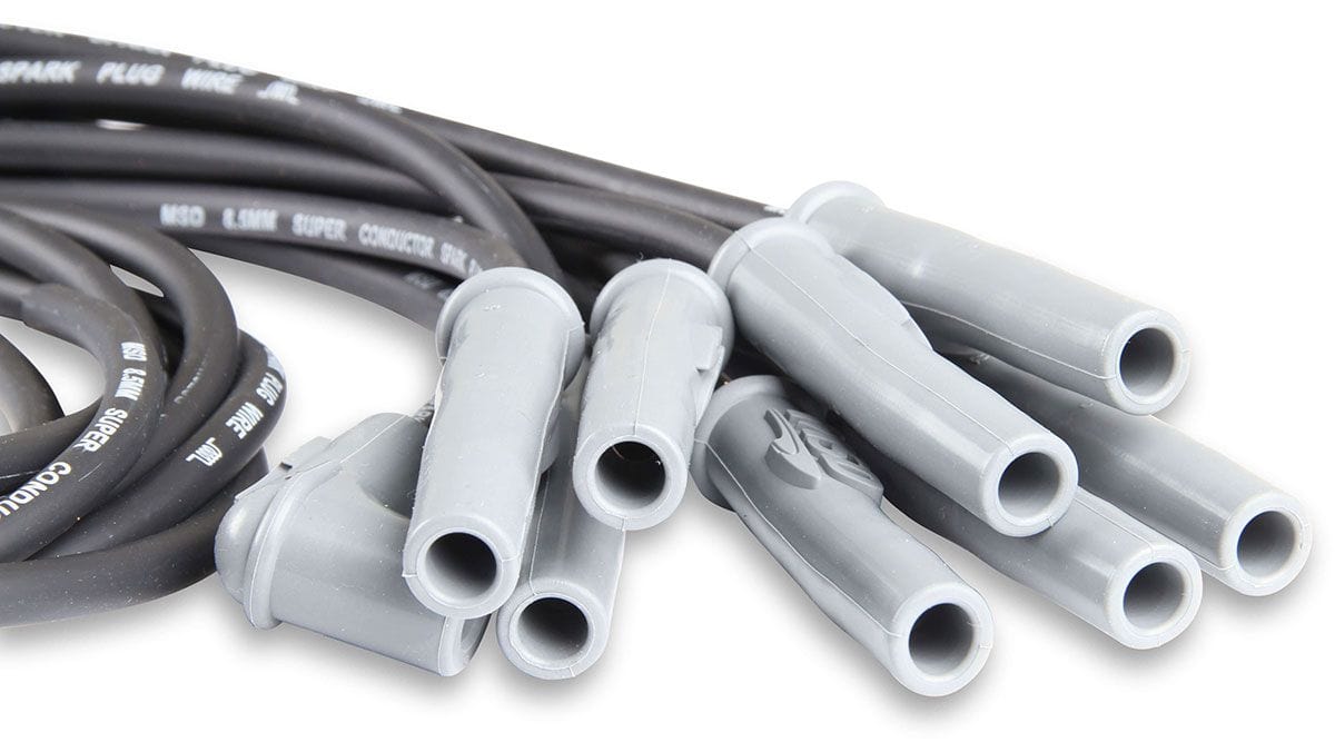 MSD 8.5mm, Black, Universal 8 Cyl Multi-Angle Plug/90° HEI Distributor Ca MSD Super Conductor Spark Plug Lead Set MSD31183 SR