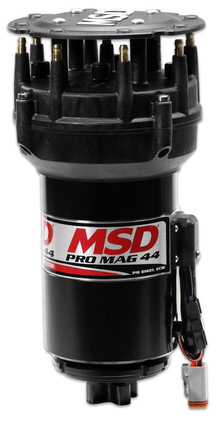 MSD Black Finish, Band Clamp Mount, CW Rotation MSD Pro Mag 44 AMP Magneto With 5" Pro Cap MSD81307 SR