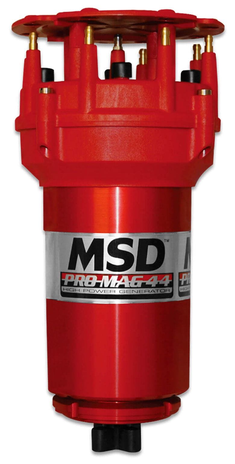 MSD Red Finish, Band Clamp Mount, CW Rotation MSD Pro Mag 44 AMP Magneto With 5" Pro Cap MSD81305 SR