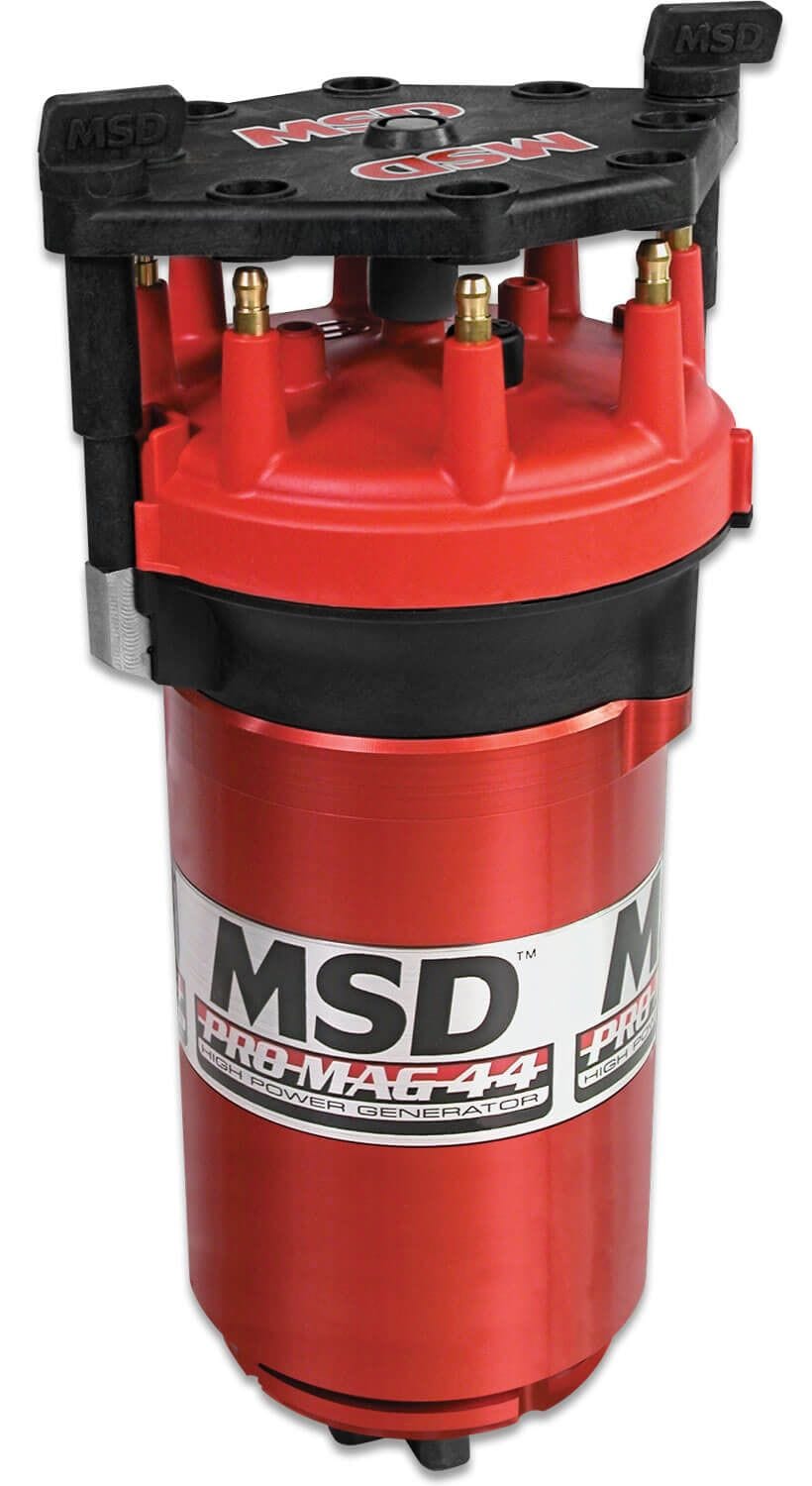 MSD Red Finish, Band Clamp Mount, CW Rotation MSD Pro Mag 44 AMP Magneto With Standard Cap MSD8130 SR
