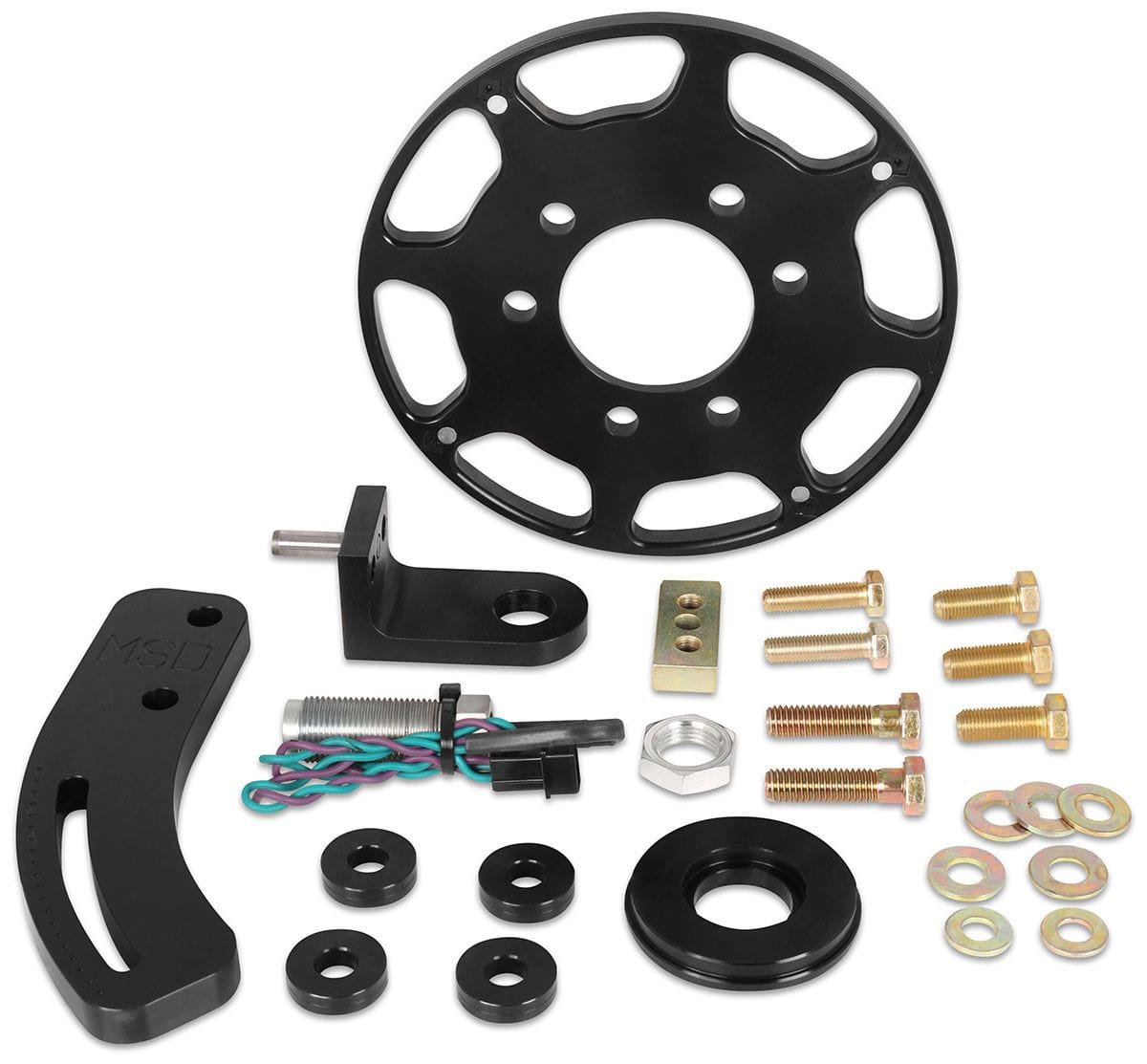 MSD Small Block Chevy, with 7" Harmonic Balancer, Black Anodised Billet A MSD Flying Magnet Crank Trigger MSD86103 SR