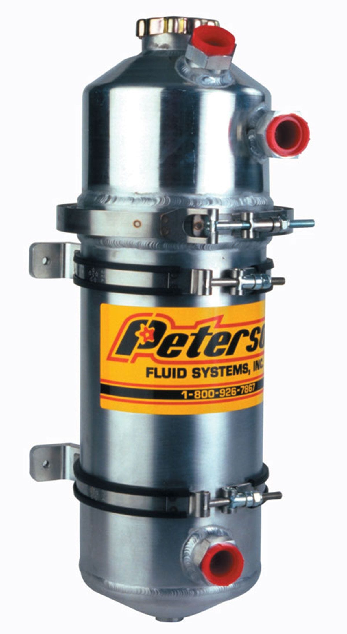 PFS 1.5 Gal (5.70 L), Dual Scavenge Inlet, 15.5" H X 6" O.D Peterson Fluid Systems Dry Sump Oil Tank PFS08-0004 SR