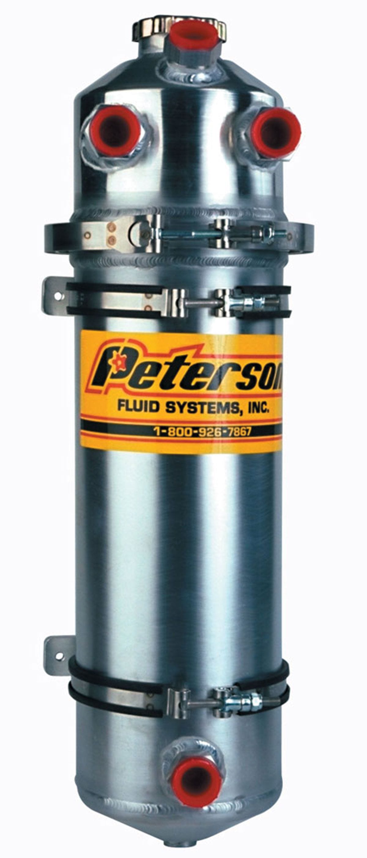 PFS 2.5 Gal (9.50 L), Dual Scavenge Inlet, 24" H X 6" O.D Peterson Fluid Systems Dry Sump Oil Tank PFS08-0008 SR