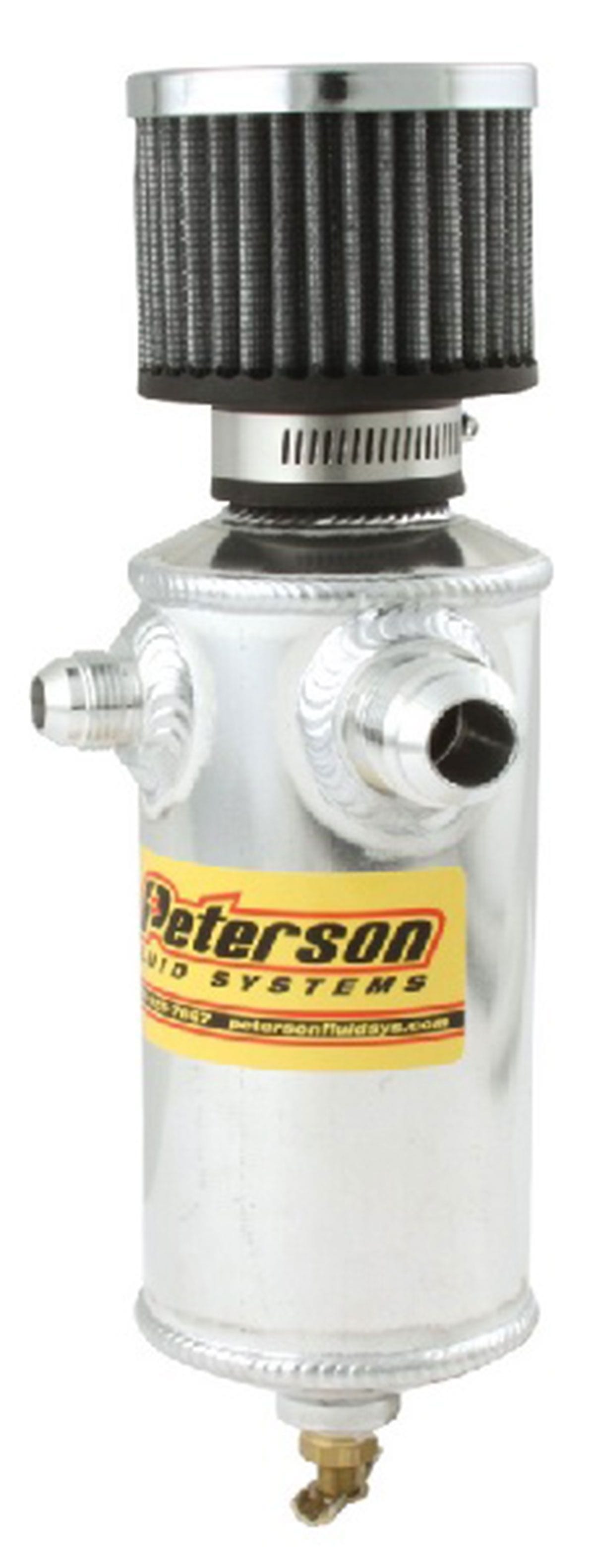PFS 3" O.D, X1 -12 & -8 AN Male Ports Peterson Fluid Systems Oil Breather Catch Can PFS08-0410 SR