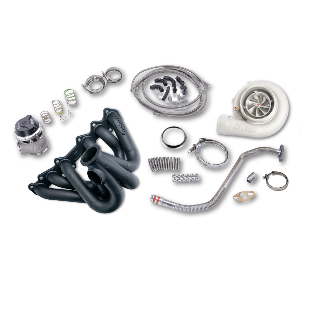 Platinum Racing Products Turbo Kit NEXT GEN PT6466 BB HP CC W/ T3 STAINLESS V-BAND IN/OUT .82 A/R / Don't Include Fitting Kit / Black 6Boost Precision Next Gen 6466 Turbo Kit to Suit Toyota 1JZ-GTE Non VVTI SR
