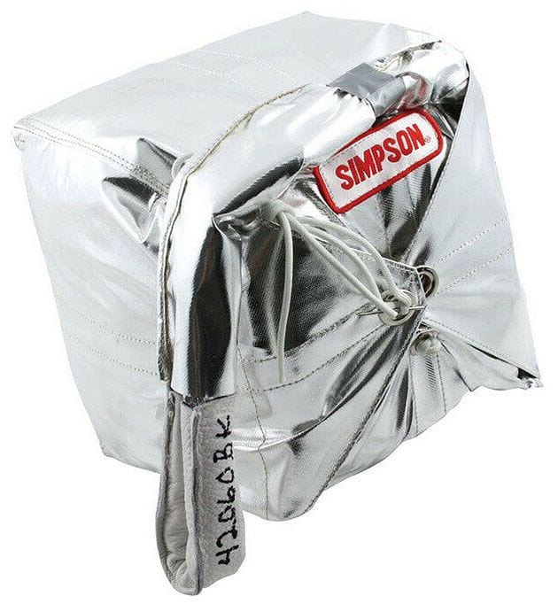 SIMPSON Black Chute With Aluminised (Silver) Pack Suit TF/FC & Alcohol Up To Simpson 12' Crossform Drag Chute SI42060BK SR