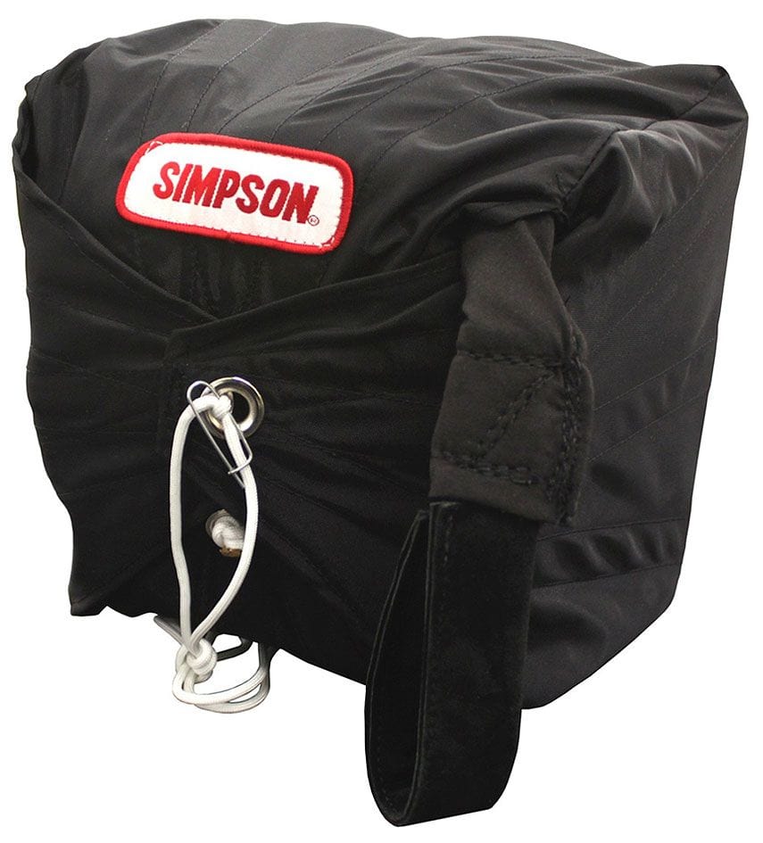 SIMPSON Black Chute With Black Nylon Pack, Up To 200 mph Simpson 10' Sky Jacker Drag Chute SI42020BK SR