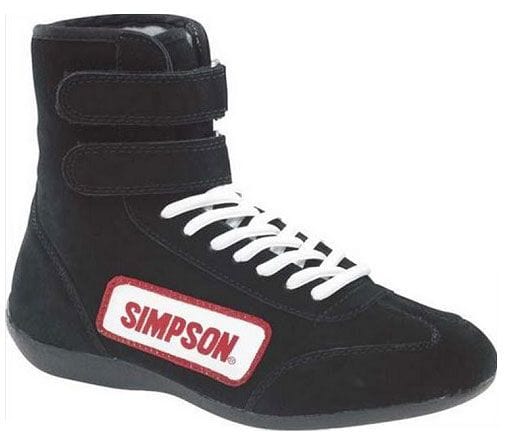 SIMPSON Size 10 Black, SFI Approved Simpson High Top Driving Shoe SI28100BK SR