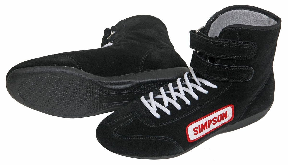 SIMPSON Size 12 Black, SFI Approved Simpson High Top Driving Shoe SI28120BK SR