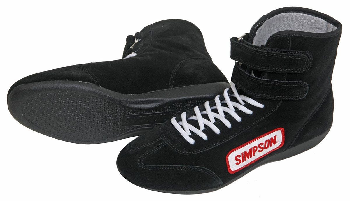 SIMPSON Size 13 Black, SFI Approved Simpson High Top Driving Shoe SI28130BK SR