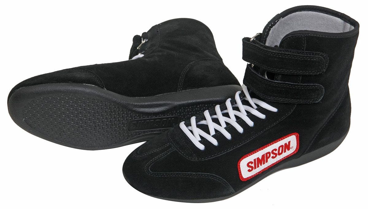 SIMPSON Size 6 Black, SFI Approved Simpson High Top Driving Shoe SI28600BK SR