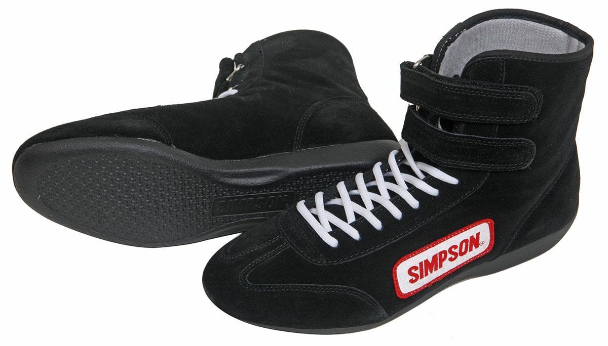SIMPSON Size 8 Black, SFI Approved Simpson High Top Driving Shoe SI28800BK SR