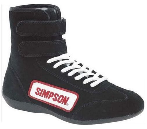SIMPSON Size 9 Black, SFI Approved Simpson High Top Driving Shoe SI28900BK SR