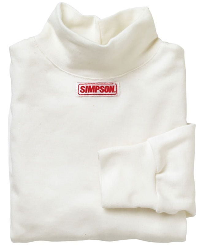 SIMPSON XX-Large, Long Sleeve White Top, FIA Approved Simpson 7oz Soft Knit Nomex Mock Neck Top SI20000Z SR