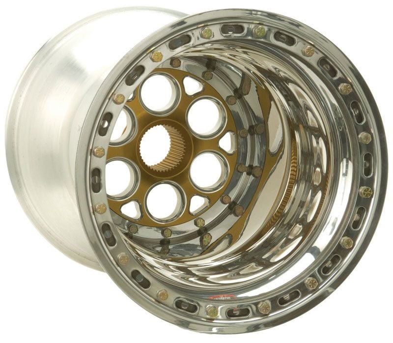 WELD 15" x 17" , 42 Spline, 5" Offset, Inner Bead-Loc With Mud Cover Weld Racing Magnum Sprint Rim - Gold Centre WE735-51755 SR