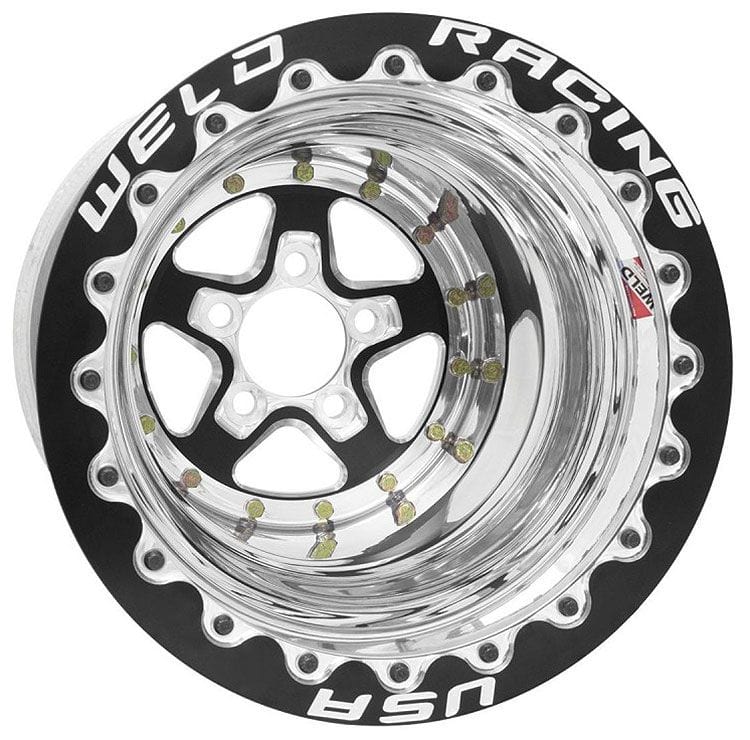 WELD 5 x 4.75" Bolt Circle with 5" Backspace Weld Racing Aluma-Star 15 x 15" Wheel, Black, Double Beadlock for M/T WE88B-515280MB SR