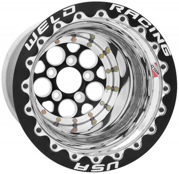 WELD Weld Magnum Drag 15 x 10" Polished Wheel with Black Center, Double Beadlock for M/T SR