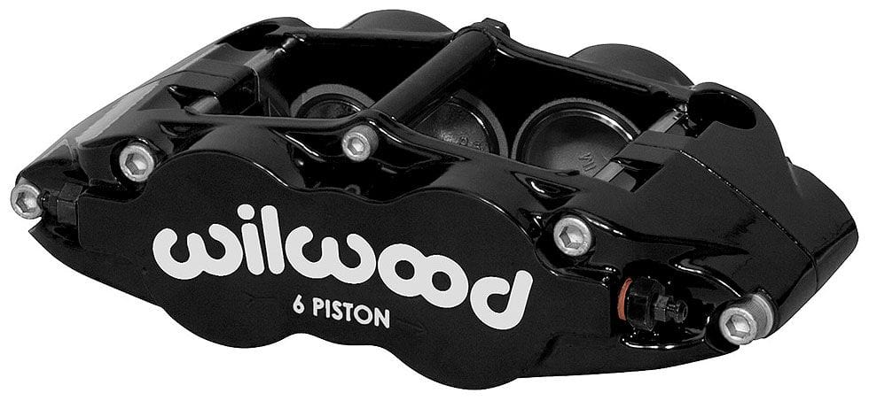 WILWOOD Black, Left Hand Wilwood 6-Piston Dust Seal Caliper, 1.62/1.12/1.12" Pistons, 1.10" Disc WB120-14437-BK SR