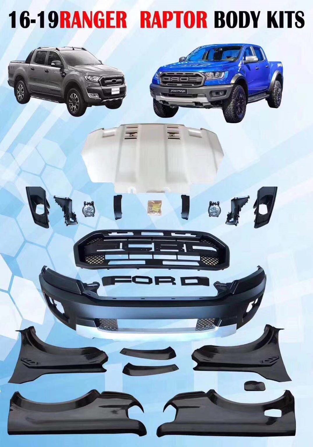 Luxury Sports Raptor Conversion ABS Bodykit For Ford Ranger 16-19 -PP