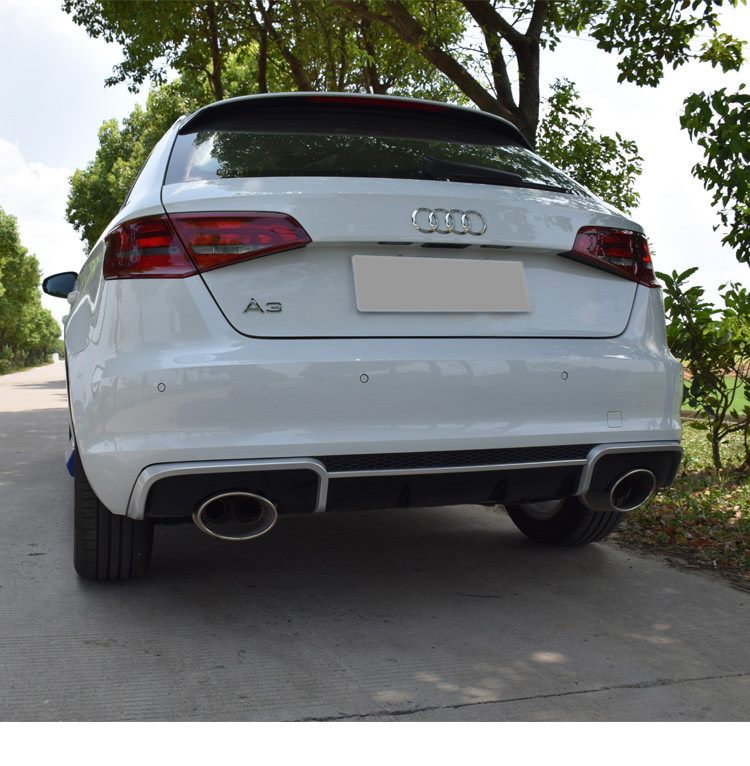 Luxury Sports RS3 Style Rear Diffuser + Exhaust Tip For Audi A3 Hatch 14-16 -PP