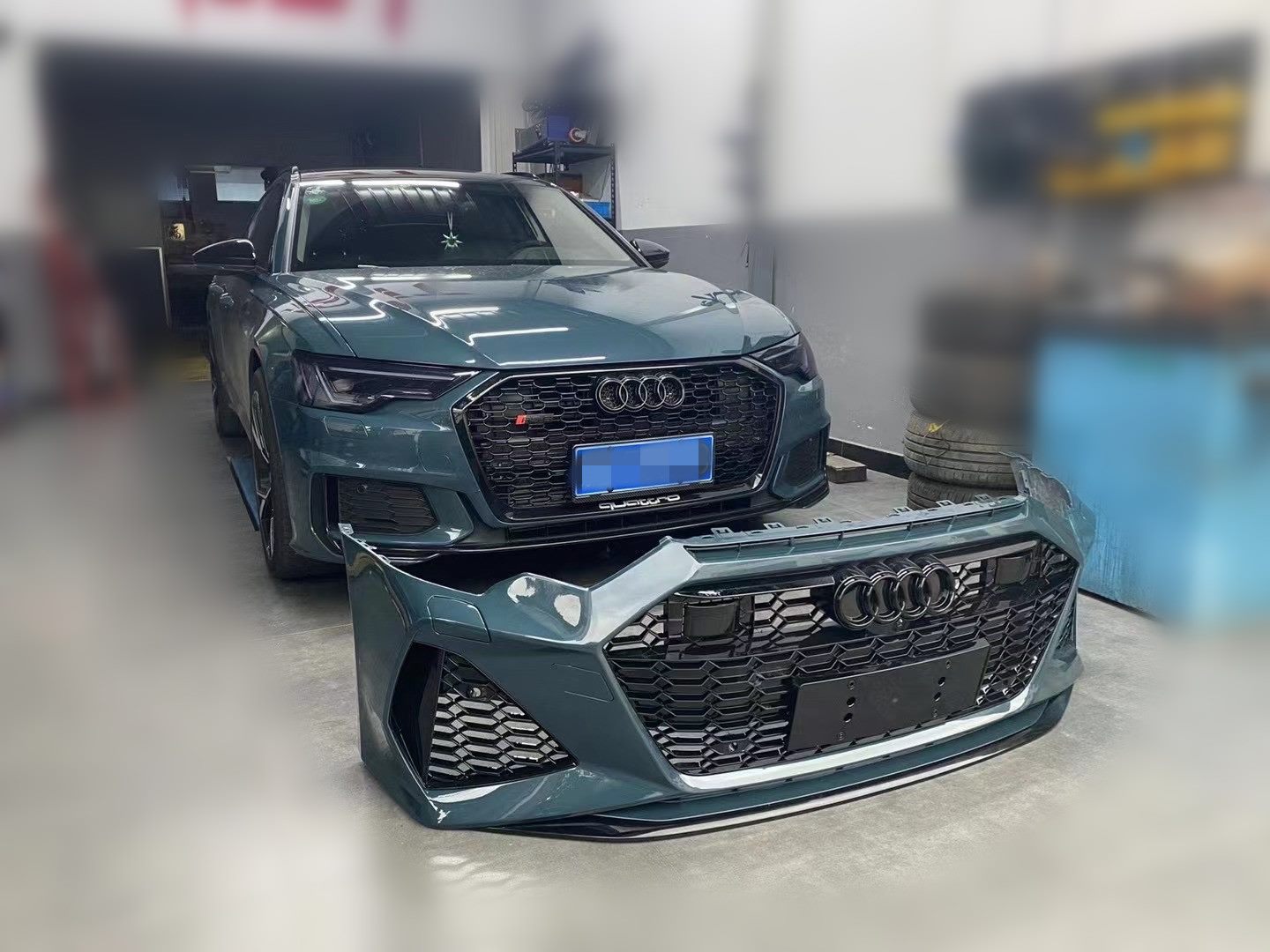 Luxury Sports RS6 Style Front Bumper With Grill For Audi A6 C8 19-21 -PP