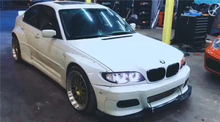 Luxury Sports Rocket Bunny Style Bodykit and M3 Front Bumper For BMW E46 4DR -PP