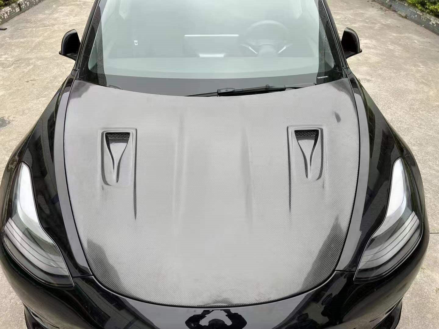 Luxury Sports Vented Carbon Bonnet For Tesla Model 3 -PP