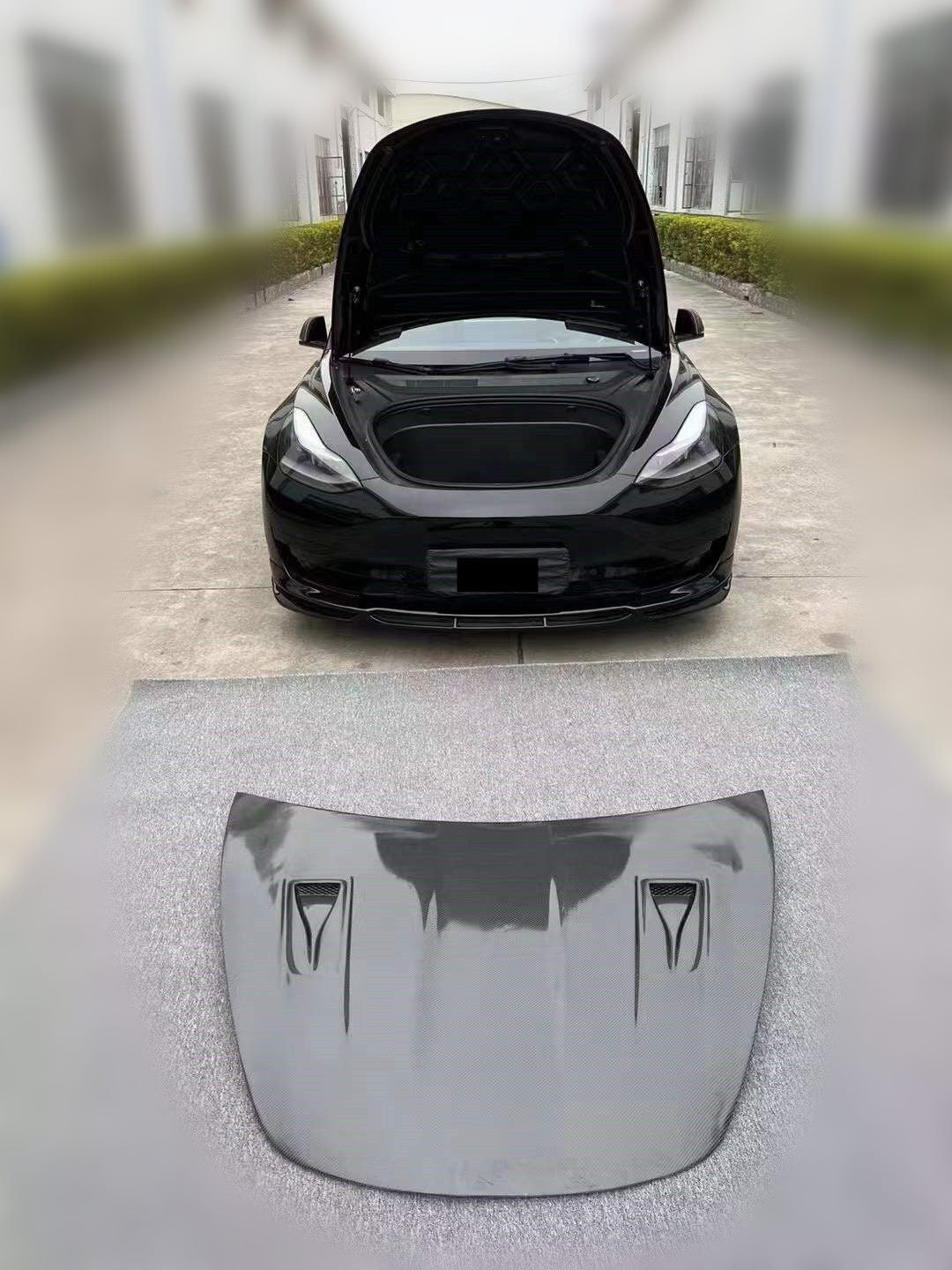 Luxury Sports Vented Carbon Bonnet For Tesla Model 3 -PP