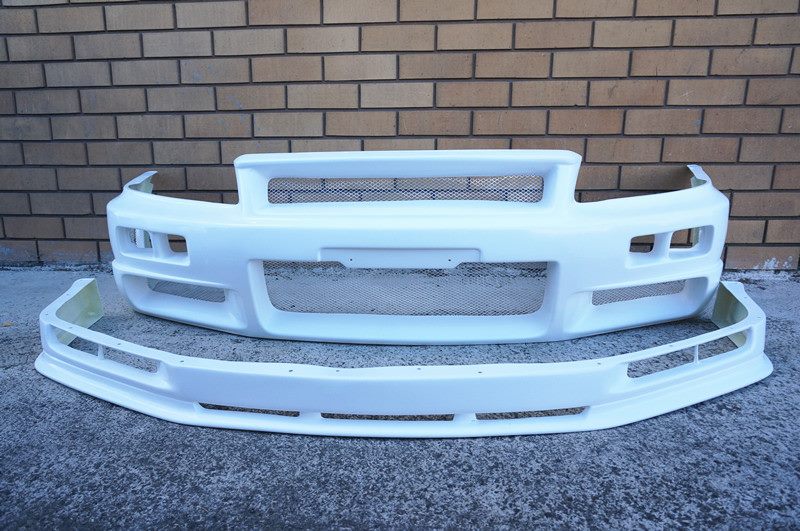 LS East Bear GTR Conversion Style Front Bumper With Lip For Nissan Skyline R34